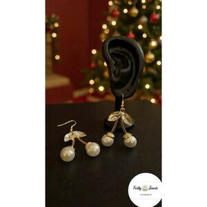 Gold and White Pearl Drop Earrings